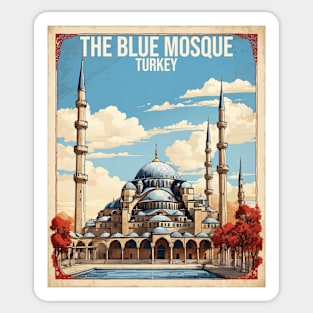 The Blue Mosque Turkey Vintage Retro Travel Tourism Sticker